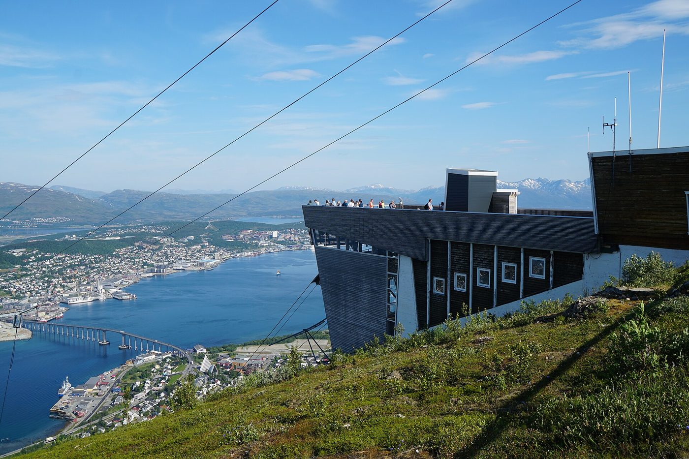 The Fjellheisen cable-car station and the panoramic view over Tromsø from Storsteinen