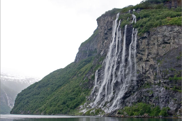 The Seven Sisters waterfall dropping into the Geirangerfjord, one of the best places to visit in Norway
