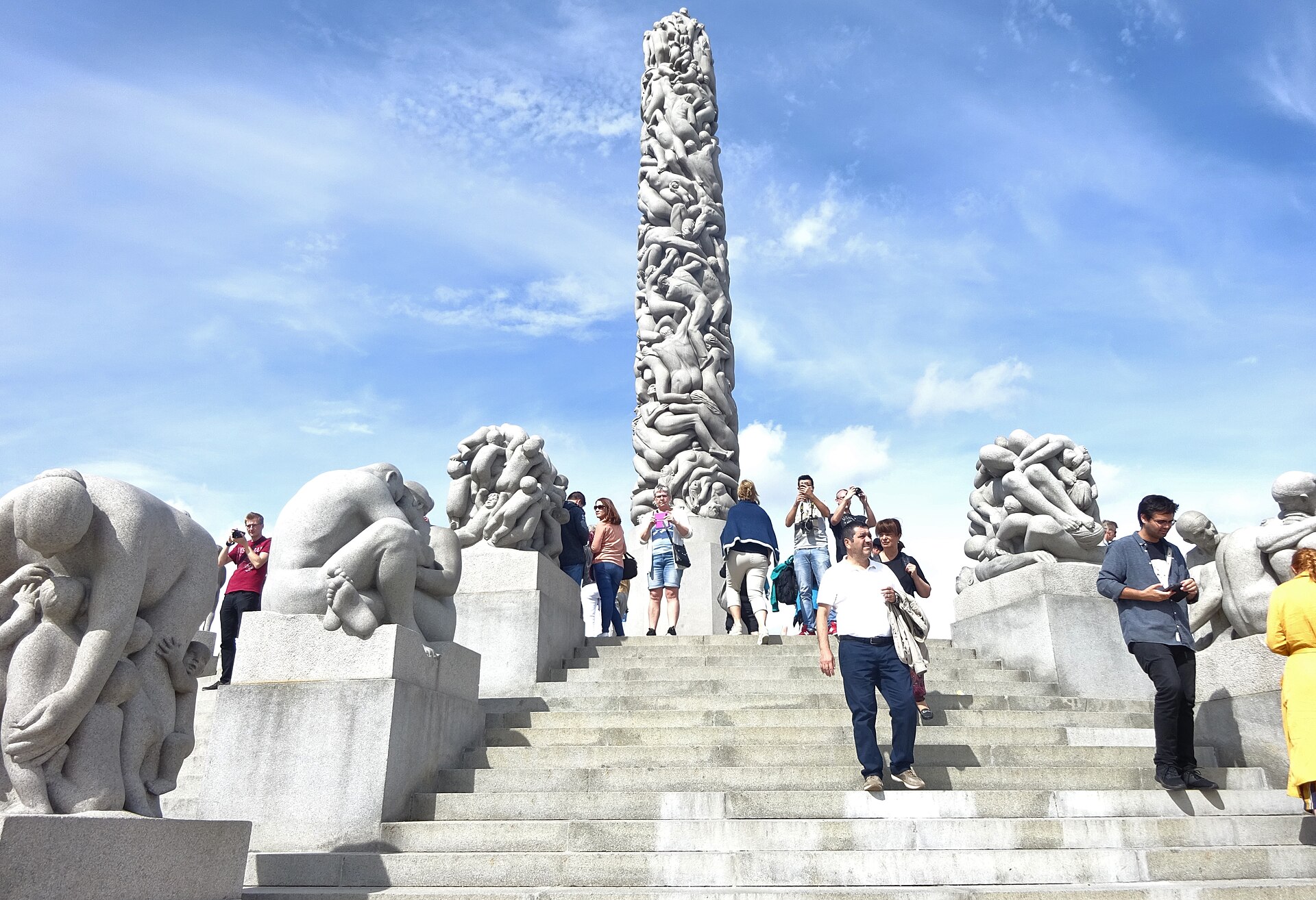 The Monolith and granite figures in Vigeland Sculpture Park, Oslo — one of the best free things to do in Norway