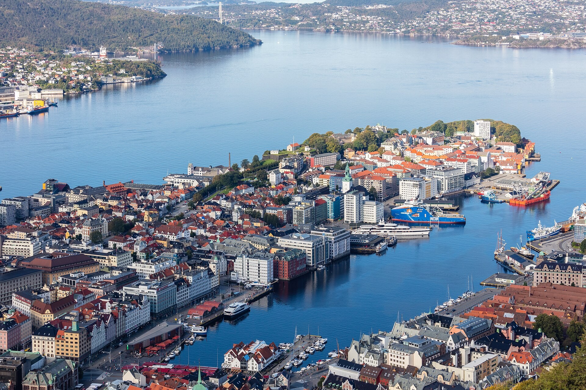 Bergen seen from the top of Mount Fløyen